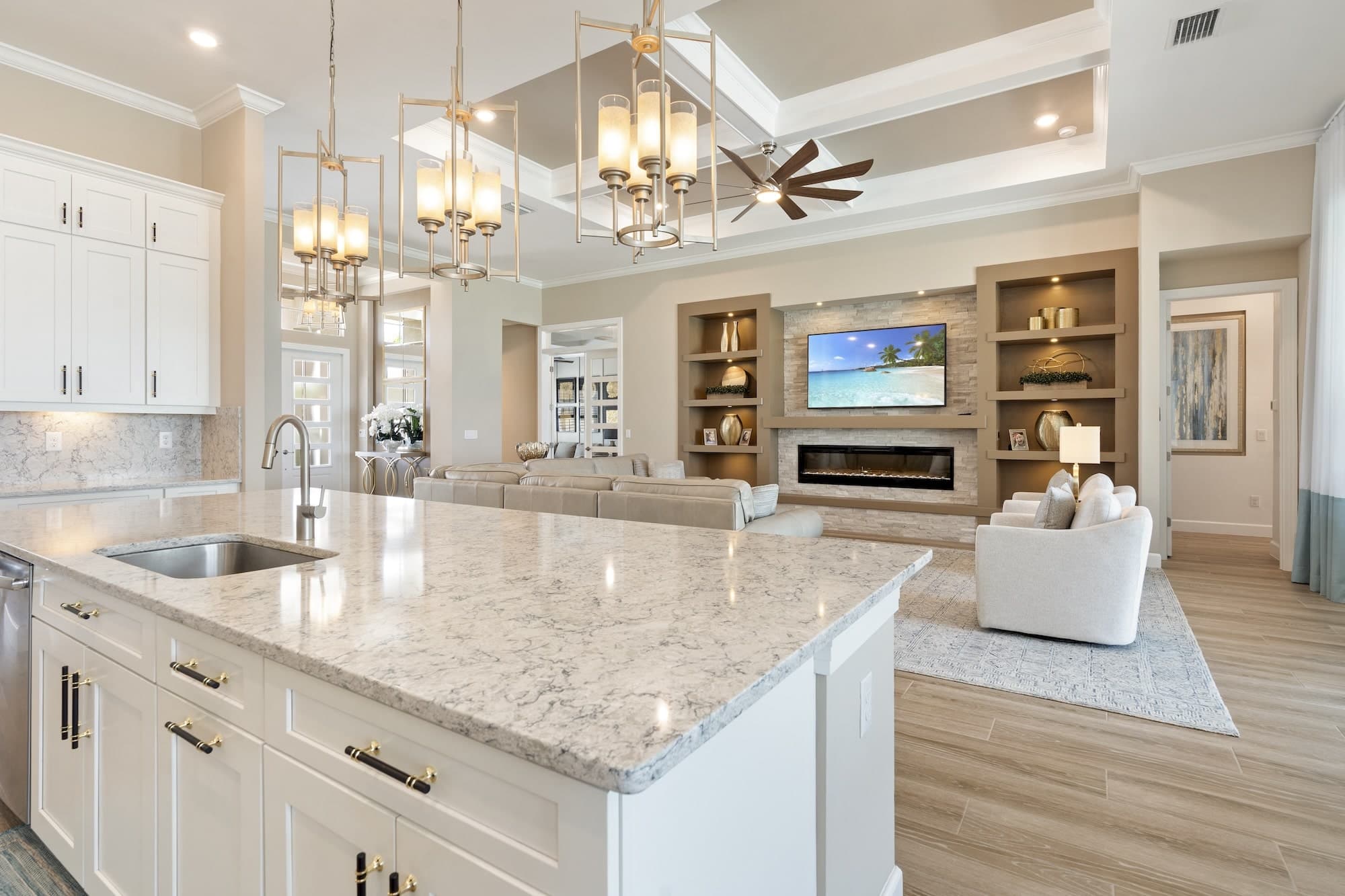 Curated furniture and decor staged for a turnkey appeal